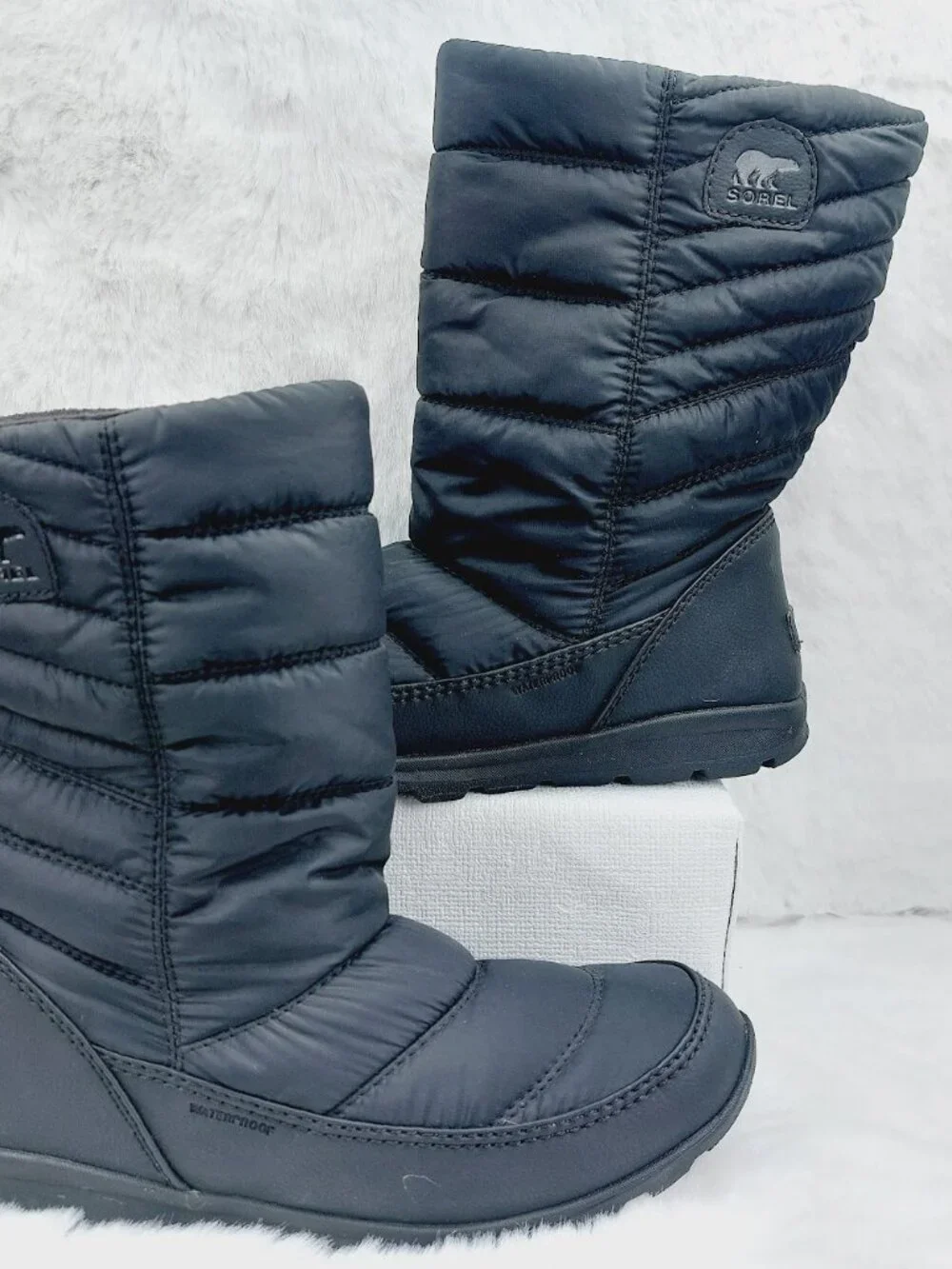 Sorel Women's Black Whitney Puffy Mid Quilted Waterproof Winter Boots Size 8.5